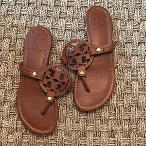 Tory Burch Brown Leather Slide Sandals